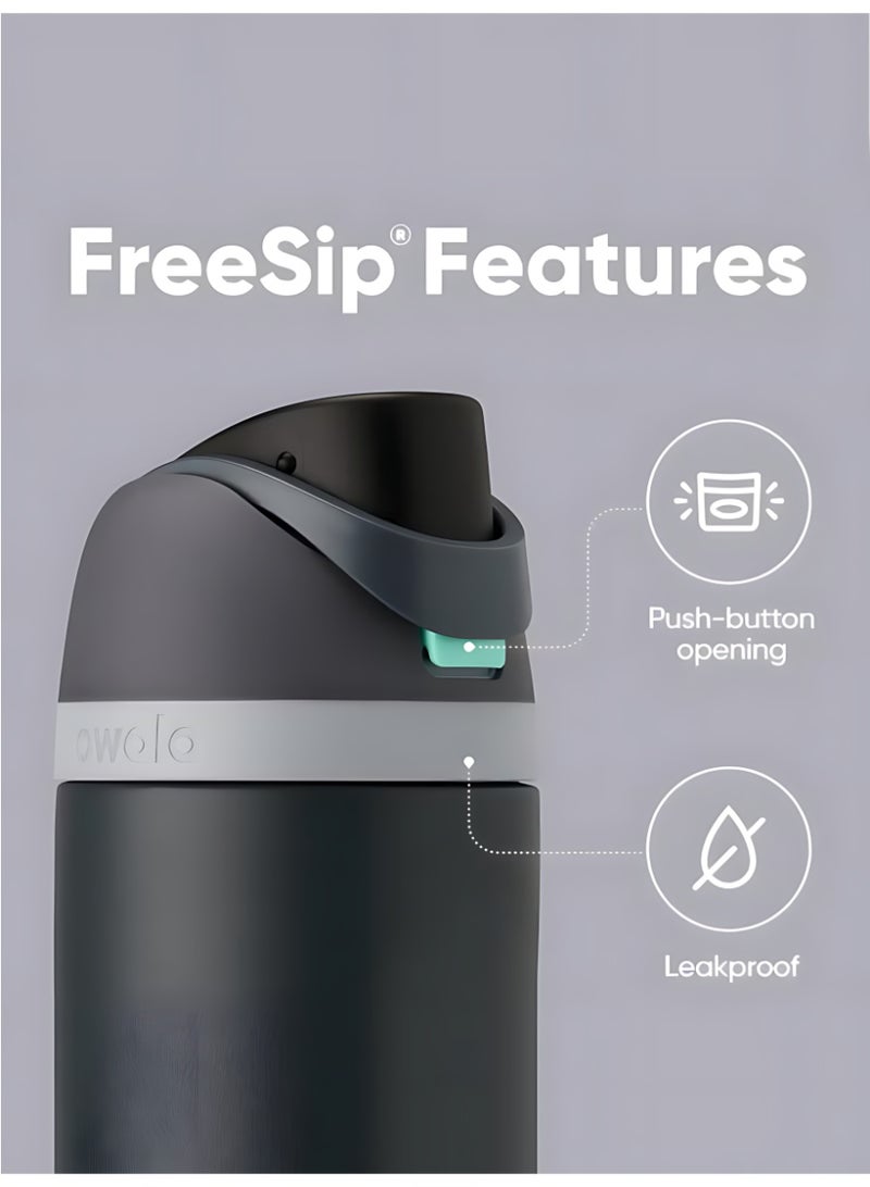 زجاجة ماء عازلة من الفولاذ المقاوم للصدأ Owala FreeSip مع قشة، مقاومة للتسرب، خالية من BPA، 32 أونصة، نكهة باردة، عبوة واحدة، (ماكرون فراولة) - Image 3